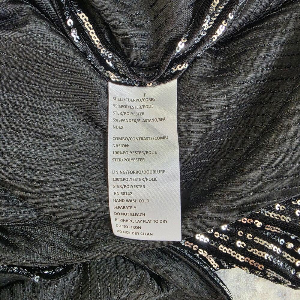 Donna Morgan Dress Womens 16 Black Sequin One Shoulder Cutout Midi Bodycon NEW - Picture 10 of 12